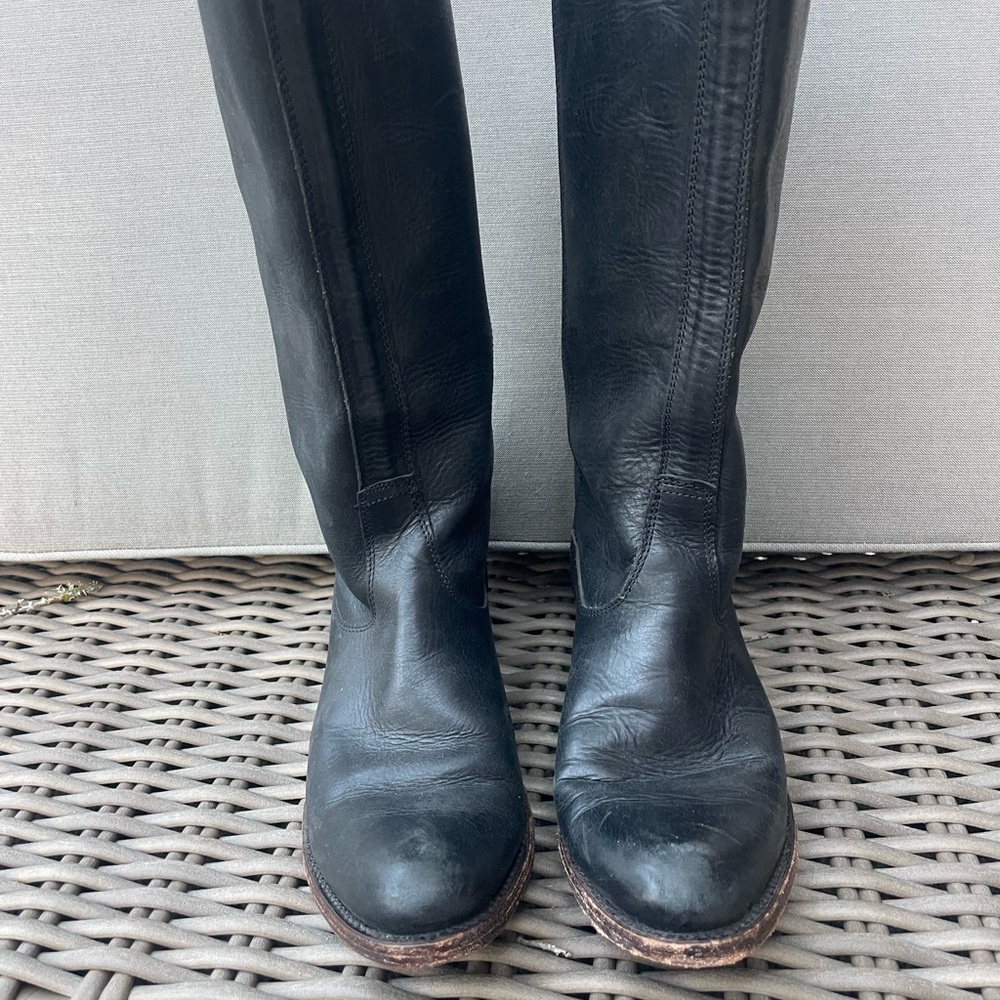 Black Leather Knee-High Boots